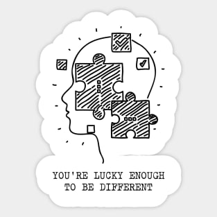 'Lucky Enough To Be Different' Autism Awareness Shirt Sticker